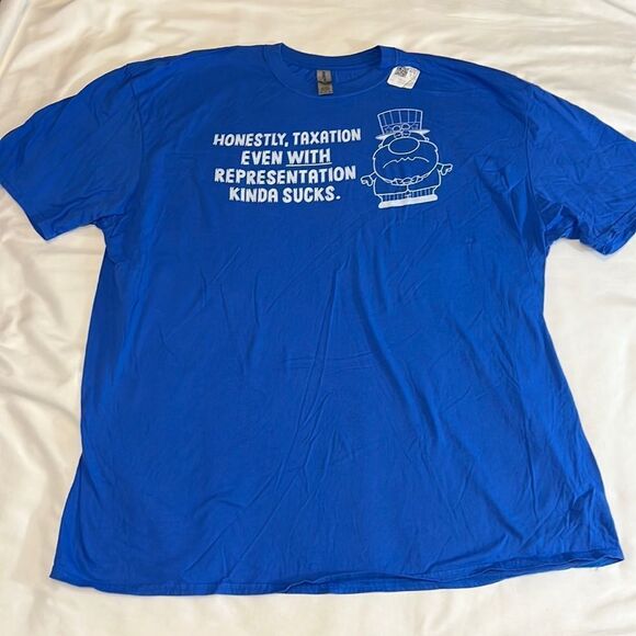 Honestly, Taxation Even With Representation…Men’s Blue Graphic Tee Size 3XL - Picture 2 of 6